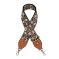 Nahaufnahme des bestickten Vintage-Gurtes mit bronzefarbenen Metallhaken und Schnallen - Braun Grau Blumenbrokat Stickerei (Q8)