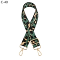 Macro shot of adjustable leopard print bag strap in green and black with gold hardware - Green Leopard Style (C-40)