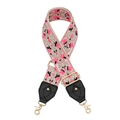 Bandoulière jacquard de style ethnique avec motifs géométriques et fermoirs dorés - Jacquard Géométrique Rose Noir Beige (Q22)