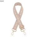 Macro view of adjustable woven shoulder strap with pink geometric jacquard and gold hooks - Silver Clasp / Pink (X-4)
