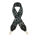 Detailed view of dark green woven strap with floral patterns and gold lobster hooks - Dark Green Vintage Pattern (k6)