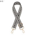 Macro view of black and white geometric ethnic pattern on adjustable woven bag strap - Blue White (X-5)