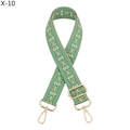 Detail of adjustable green geometric jacquard strap with gold swivel lobster clasps - Green (X-10)