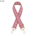 Detail of pink diamond pattern woven strap with gold metal hooks and adjustable buckle - Light Rose Red (X-11)