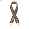 Adjustable jacquard bag strap with ethnic diamond pattern and gold hardware - Silver Clasp / X-17 Black