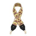 Détail de bandoulière large brodée avec boucles dorées et finitions en cuir noir chic - Baroque Beige Jaune Rouge Foncé (Q8)