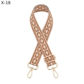 Detailed view of adjustable ethnic style jacquard strap with gold metal hooks for bags - Brown White (X-18)