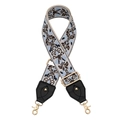 Bandoulière réglable bleu clair avec broderie baroque et attaches en métal doré brillant - Fleurs Baroques Bleu Clair Brun (Q7)