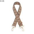 Close-up of diamond pattern woven strap with gold metal hooks for shoulder bags - Coffee (X-19)