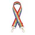 Detail of adjustable rainbow strap with white star pattern and gold metal lobster clasps - No.72 Red Purple Stars (Silver Buckle)