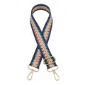 Détail de la bandoulière de rechange géométrique colorée avec mousquetons dorés - Fleur Éclatante Bleue Jaune Boucle Dorée (N° 80)