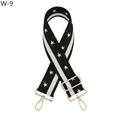 Détail de la bandoulière noire avec motifs d'étoiles blanches et boucles dorées - Style Étoile Rayure (W-9) / Noir/Blanc/Noir (Boucle Dorée)