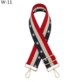 Detail of adjustable star pattern bag strap with gold metal buckles and stripe design - Star Stripe Style (W-11)