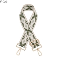 Detailed ethnic geometric weave strap with adjustable gold buckle and hooks for handbags - Army Green Geometric Pattern with Silver Buckle (Y-14)