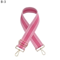 Adjustable rose pink canvas bag strap with white stripes and gold-tone metal hardware - Rose Red (B-3)
