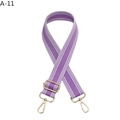 Detail of adjustable purple woven strap with white stripes and gold metal hardware - Gold Buckle / Purple