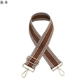 Adjustable brown and white striped bag strap with gold metal lobster clasps and buckle - Brown (B-9)