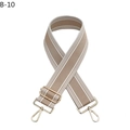 Close-up of khaki woven wide bag strap with fine white stripes and gold alloy hardware - Silver Clasp / Khaki (B-10)