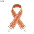 Close-up of adjustable orange woven shoulder strap with gold lobster clasps and white stripes - Orange (B-12)