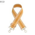 Detail of high-density ginger nylon bag strap with white stripes and gold metal buckles - Yellow (B-13)