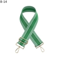 Adjustable green nylon shoulder strap with white stripes and gold metal buckles - Silver Clasp / Green (B-14)