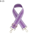 Adjustable purple striped crossbody strap with shiny gold lobster clasps for handbags - Silver Clasp / Purple (B-15)