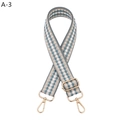 Detailansicht verstellbarer Taschenriemen mit blau-weißem Webmuster und Goldhaken - Silberverschluss / Seebrühe Stil (A-3)