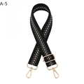 Adjustable woven leopard pattern bag strap with light gold metal lobster clasps - Black (A-5)