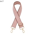 Verstellbarer gewebter Taschengurt mit rosa-braunem Rautenmuster und Goldkarabinern - Silberverschluss / Fleischrosa Stil (A-7)