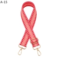 Close-up of adjustable woven bag strap with red geometric pattern and gold hardware - Pink (A-15)