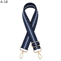 Detail of adjustable blue and white woven guitar strap with gold metal lobster clasps - Blue (A-18)
