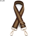 Detail eines verstellbaren braun-goldenen Jacquard-Gurts mit polierten Metallhaken - Silberverschluss / Kaffee (A-24)