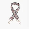 Detailed ethnic geometric pattern fabric strap with adjustable light gold metal buckles - Black & Pink Geometric (Gold Buckle) (No. 89)