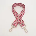 Verstellbarer Taschenriemen mit ethnischem Geometriemuster in Pink- und Rottönen - Braunrot Geometrisches Muster - Goldene Schnalle (Nr. 99)
