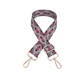 Adjustable geometric diamond pattern bag strap with golden metal swivel hooks - Gray Red Geometric Pattern - Gold Buckle (No. 101)