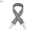 Close-up of diamond pattern adjustable woven bag strap with rose gold metal hooks - C-2 Sea Blue