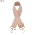 Detail des rosa-beige gewebten breiten Schultergurts mit polierten Gold-Metallbeschlägen - Rosa mit beigem Rand (X-15) / Silberverschluss