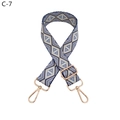 Detail of adjustable geometric diamond pattern bag strap with gold metal rotating hooks - C-7 Blue
