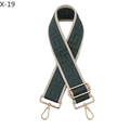 Detail of adjustable bag strap featuring dark green and cream geometric woven pattern - Green with Beige Edge (X-19)
