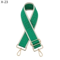 Detail of green and beige geometric woven bag strap with polished gold-tone metal hardware - Emerald Green with Beige Edge (X-23)