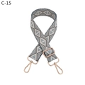 Macro detail of adjustable blue diamond pattern bag strap with rose gold metal lobster clasps - C-15 Light Sea Blue