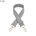 Adjustable woven nylon shoulder strap with geometric patterns and rose gold metal clasps - C-16 Light Blue