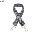 Detail of adjustable geometric diamond pattern bag strap with gold metal hooks - C-17 Dark Blue