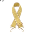 Close-up of yellow and white woven bag strap with golden metal hooks and hardware - Yellow (X-27)