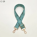 Detail of adjustable geometric diamond pattern bag strap with gold metal hooks - C-19 Emerald Green