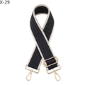 Detail of adjustable wide bag strap with black and beige Greek Key geometric pattern - Blue (X-29)