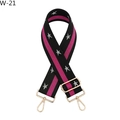 Detail of thickened black and pink woven strap with silver stars and gold metal buckles - W-21 Black Purple Red Star / Silver Clasp