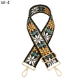 Detail of adjustable floral canvas bag strap with golden hardware and sunflower pattern - W-4 Black White Orange Floral Silver Buckle