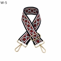 Adjustable red and black striped replacement bag strap with golden lobster clasps - W-5 Blue Red Chain Silver Buckle