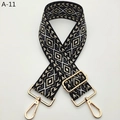 Close-up of jacquard geometric diamond strap with adjustable golden metal buckles - Black Gold Buckle (A-11)